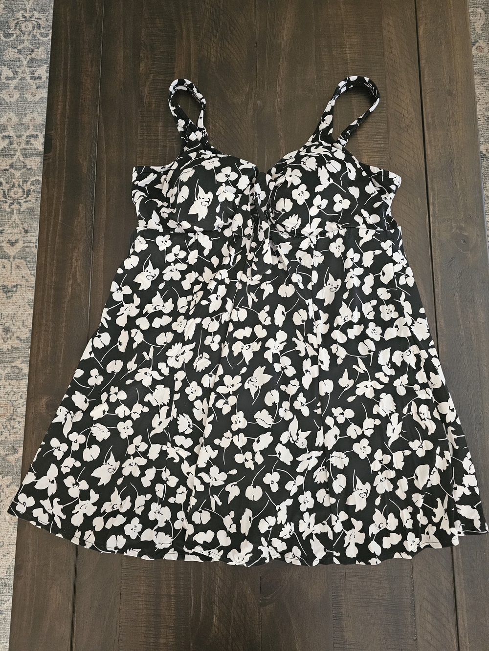 croft & barrow Black and White Floral One-Piece Swimdress